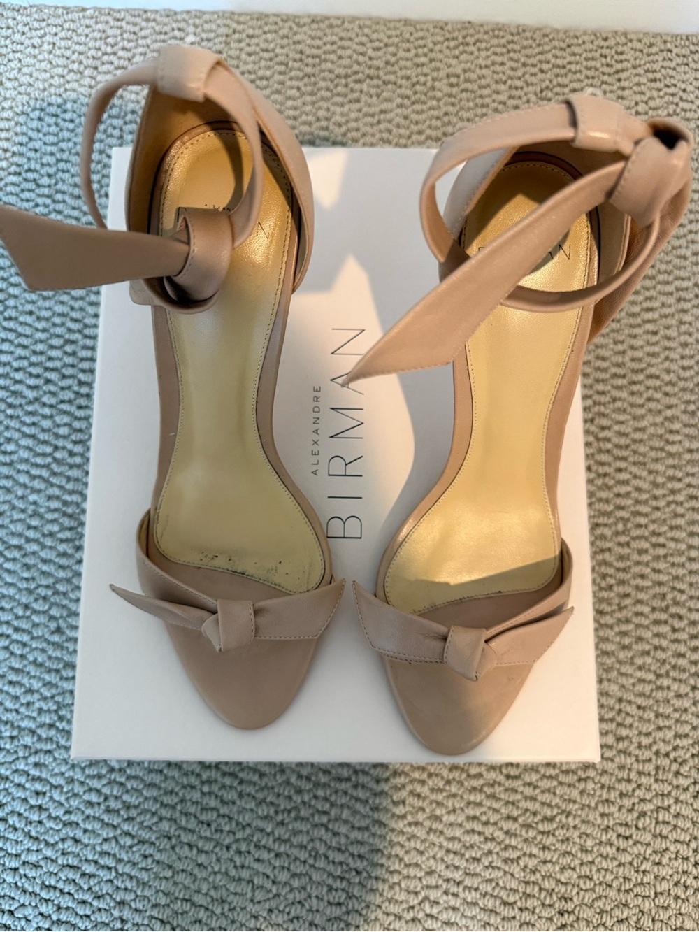 Alexandre Birman Beige Knot Ankle-Strap Stiletto Sandals - Picture 7 of 9